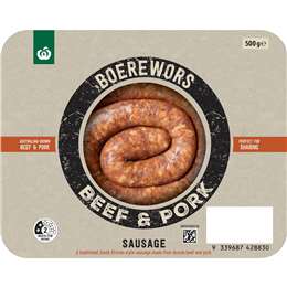 Woolworths Gourmet Boerewors Sausage Beef & Pork 500g