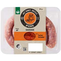 Woolworths Gourmet Pork Sausage Hot Honey Drizzle