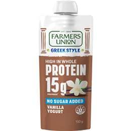 Farmers Union Greek Style High Protein Yoghurt Pouch Vanilla