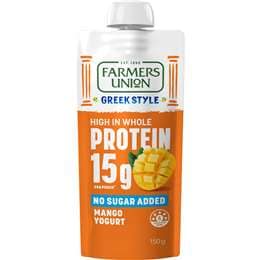 Farmers Union Greek Style High Protein Yoghurt Pouch Mango