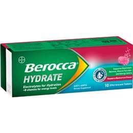 Berocca Hydrate Effervescent Tablets Raspberry Blackcurrant