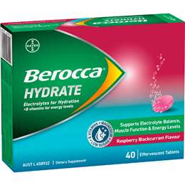 Berocca Hydrate Electrolyte Tablets Raspberry Blackcurrant Flavour