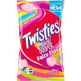 Twisties Zooper Dooper Snacks Fairy Floss 80g