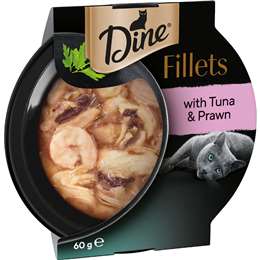 Dine Fillets Wet Cat Food Tuna & Prawn