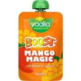 Vaalia Boost Probiotic Yoghurt Pouch Mango Magic 150g