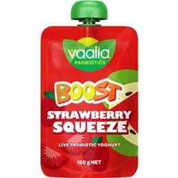 Vaalia Boost Probiotic Yoghurt Pouch Strawberry Squeeze 150g