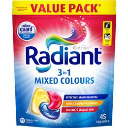 Radiant Laundry Capsules 3 In 1 Mixed Colour 45 pack