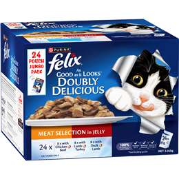 Purina Felix Doubly Delicious Wet Cat Food Meat Selection In Jelly