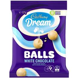 Cadbury Dream White Chocolate Balls Snack & Share Bag 127g
