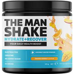 The Man Shake Hydrate & Recover Coconut Water Powder Orange Mango 125g