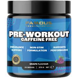 Famous Nutrition Caffeine Free Pre-Workout Powder Grape 275g
