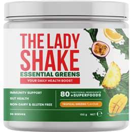 The Lady Shake Essential Greens Supplement Powder Tropical Greens 150g