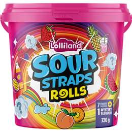 Lolliland Sour Straps Rolls Tub 320g