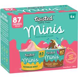 Twisted Healthy Treats Mini's Frozen Yoghurt Dessert Aussie Faves 120mL x 4 pack