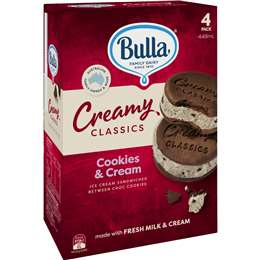 Bulla Creamy Classics Cookies & Cream Ice Cream Sandwich 4 pack