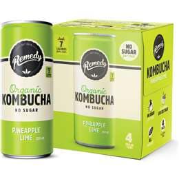 Remedy Pineapple Lime Kombucha 250mL x 4 pack