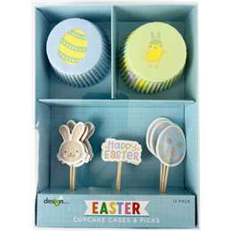 Easter Cupcake Cases & Picks 12 pack