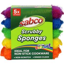 Sabco Scrubby Sponges Rainbow 5 pack