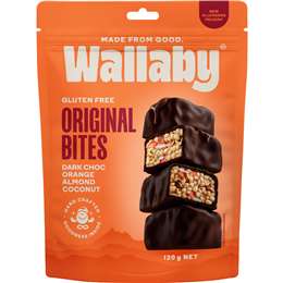 Wallaby Original Bites Dark Choc Orange Almond Coconut