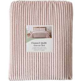 King Flannel Quilt Cover Set Pink Stripe each