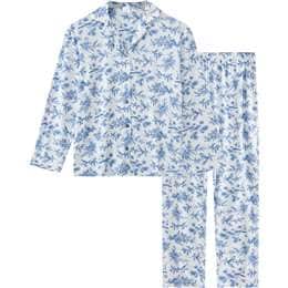 Ladies Button Up Pyjamas Blue Floral Size XL each