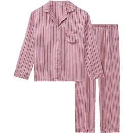 Ladies Satin Pyjamas Pink Stripes Size M each