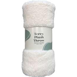 Terry Plush Throw Cream each