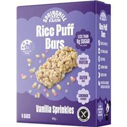 Springhill Farm Rice Puff Bars Vanilla Sprinkles 4 pack