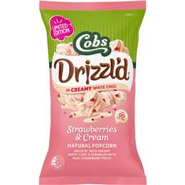 Cobs Drizzl'd Popcorn Strawberries & Cream 110g