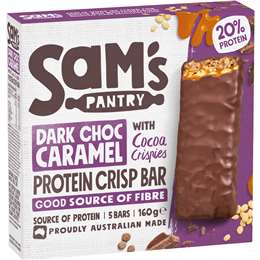Sam's Pantry Protein Crisp Bars Dark Choc Caramel
