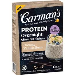 Carman's Protein Overnight Chia & Oat Sachets Creamy Vanilla Bean