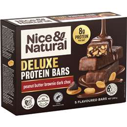 Nice & Natural Deluxe Protein Bars Peanut Butter Brownie Dark Choc 5 pack