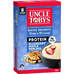 Uncle Tobys Oats Protein Quick Sachets Blueberry Maple Pancake 8 pack