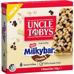 Uncle Tobys Muesli Bars Milkybar Cookies Milkybar Cookies & Creme 5 pack