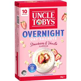 Uncle Tobys Overnight Oat Sachets Strawberry & Vanilla 10 pack