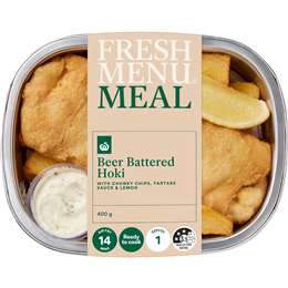 Woolworths Beer Battered Hoki With Chunky Chips