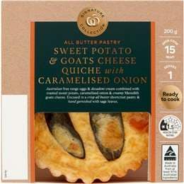 Woolworths Sweet Potato Quiche With Goats Cheese & Caramelised Onion