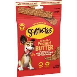 Schmackos Strapz Dog Treats Temptin' Peanut Butter 200g