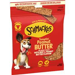 Schmackos Strapz Dog Treats Temptin' Peanut Butter 500g
