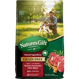 Nature's Gift Grain Free Adult Dry Dog Food With Pasture Fed Beef 2.5kg