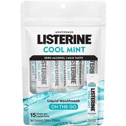 Listerine Liquid Mouthwash On The Go Zero Alcohol