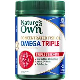 Nature's Own Concentrated Fish Oil Capsules Omega Triple 180 pack