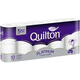 Quilton Platinum 5Ply White Toilet Tissue 10 pack
