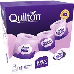 Quilton Softness 3Ply White Toilet Paper Box 18 pack