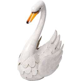 Green Gardener Metal Garden Swan White Each
