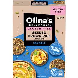 Olina's Bakehouse Gluten Free Seeded Brown Rice Crackers Sea Salt