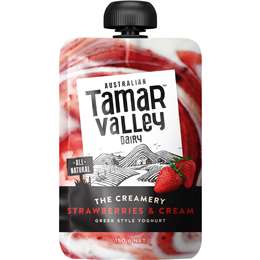 Tamar Valley The Creamery Yoghurt Pouch Strawberries & Cream 150g