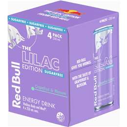 Red Bull The Lilac Edition Sugar Free Energy Drink Cans 250mL x 4 pack