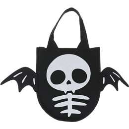 Halloween Felt Tote Bag Skeleton Bat each