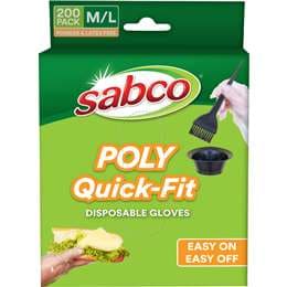 Sabco Poly Quick-Fit Disposable Gloves M/L 200 pack